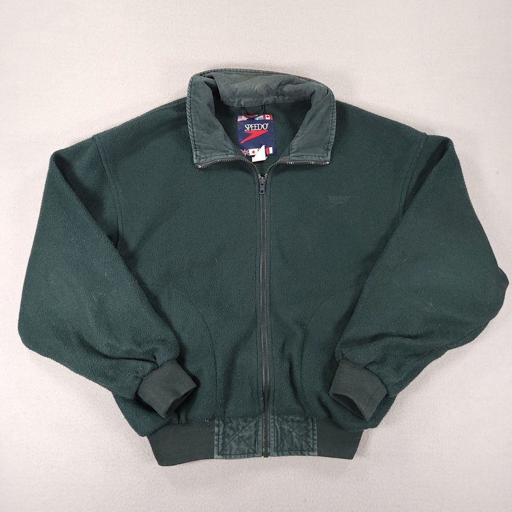 Vintage 90s Speedo Sport Systems Fleece Jacket Full Zip Green Mens XS